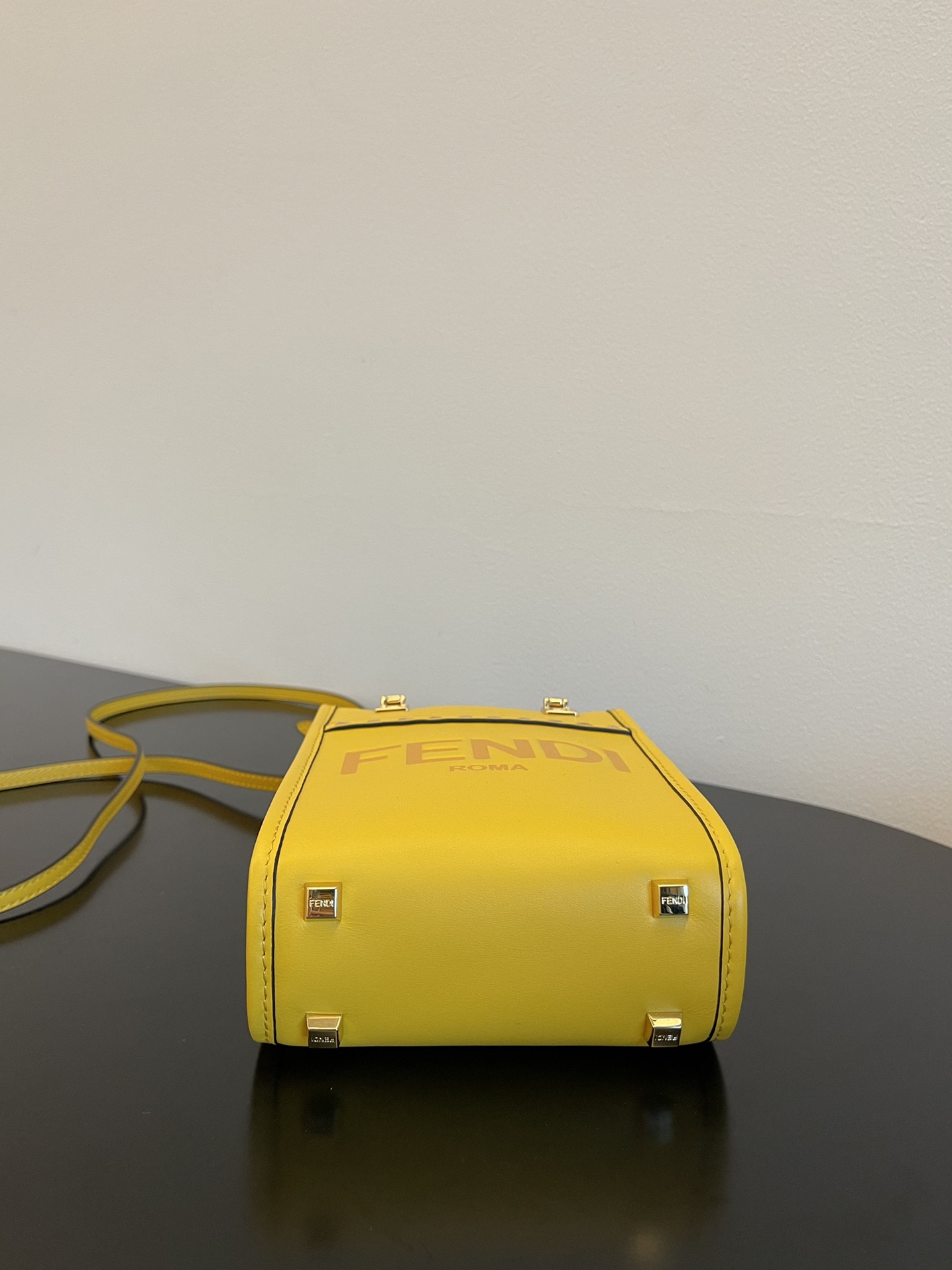 Fendi Mini Sunshine Shopper Lemon Yellow Leather Bag